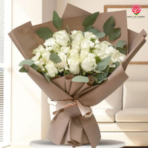 Rustic Bouquet Of White Roses