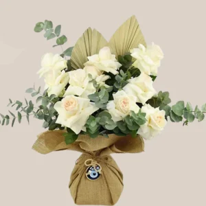 White Roses Bouquet with Evil eye